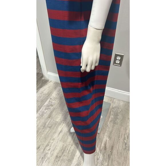 Tory Burch Blue and Red Striped Cotton Maxi Dress Size Medium - Picture 12 of 14